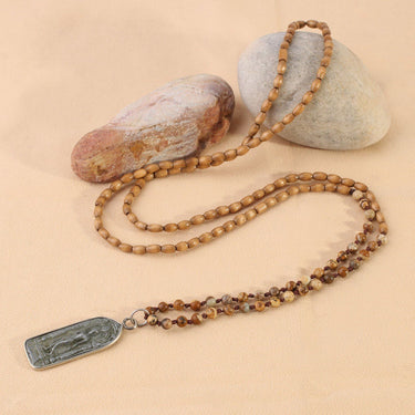 Ancient Style Natural Stone Thai Buddha GUARDIAN Amulet BALANCING Pendant Necklace